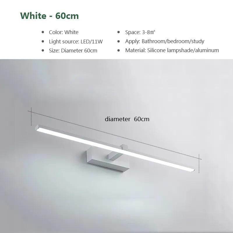 Modern Bathroom LED Wall Light Hardwares Wall Lamp Three Colors Light Aluminum Led Black White Bathroom Mirror Line Lamp Fixture