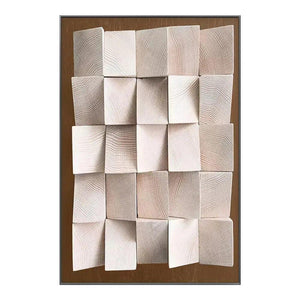 Modern Brown Beige Wall Art 3D Effect Wood Blocks Abstract Canvas Painting Nordic Poster Home Decor Interior Living Room