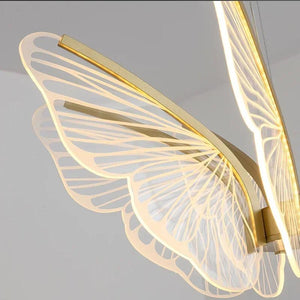 Modern Butterfly Chandelier Minimalist Living Room Hanging Lamp Fashion Creativity Pendant Light for Home Decoration Round LED