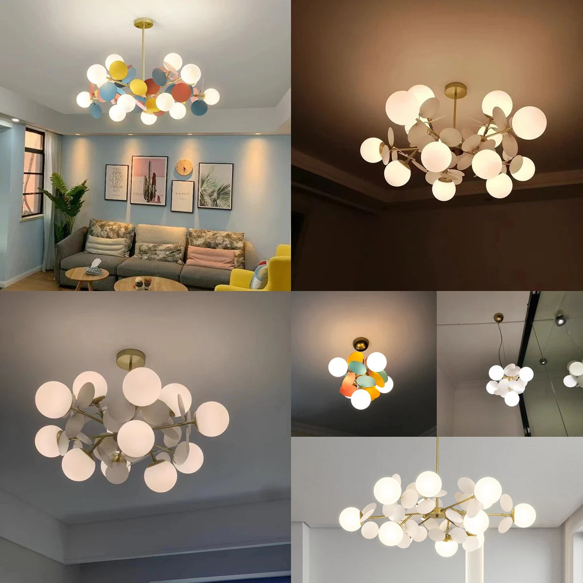 Modern Chandelier Grape Design Glass Pendant Light Indoor LED Nordic Light For Living Room Dining Hall Hotel Kitchen Island Lamp