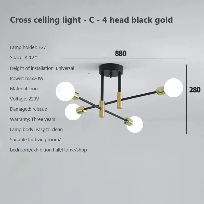 Modern Creative Chandelier LED Lighting Romantic Minimalist Black White Golden Bedroom Living Dining Room Ceiling Decor Lamp