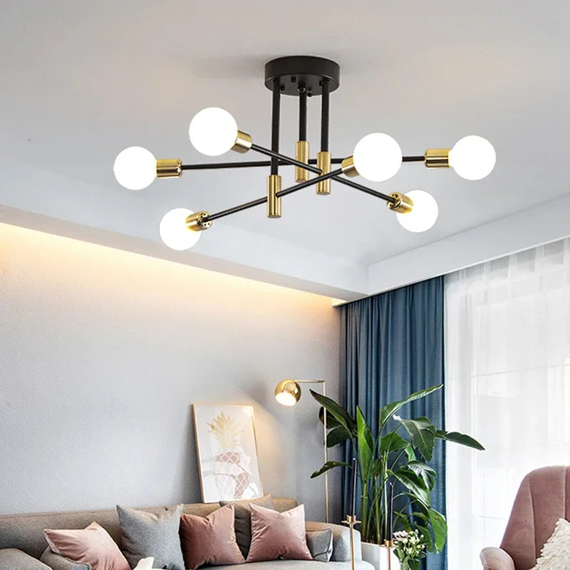 Modern Creative Chandelier LED Lighting Romantic Minimalist Black White Golden Bedroom Living Dining Room Ceiling Decor Lamp