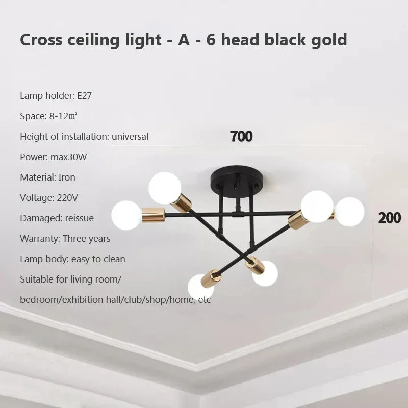 Modern Creative Chandelier LED Lighting Romantic Minimalist Black White Golden Bedroom Living Dining Room Ceiling Decor Lamp