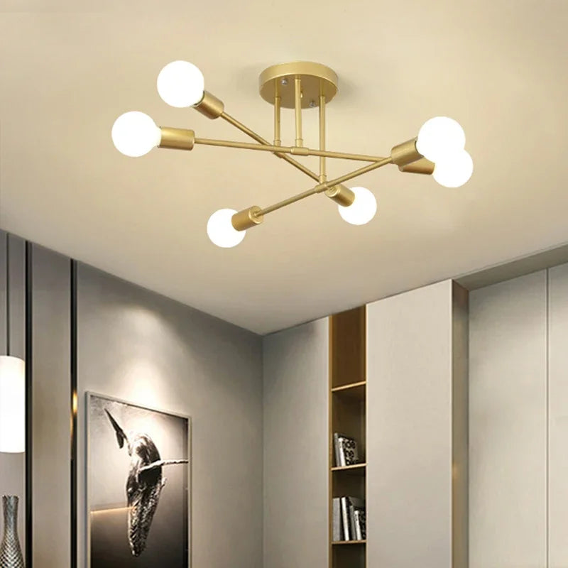 Modern Creative Chandelier LED Lighting Romantic Minimalist Black White Golden Bedroom Living Dining Room Ceiling Decor Lamp