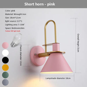 Modern Creative Macaron horn wall lamp bar restaurant living room bedroom bedside corridor sconce lamp Decorative lights