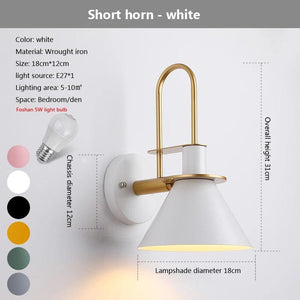 Modern Creative Macaron horn wall lamp bar restaurant living room bedroom bedside corridor sconce lamp Decorative lights