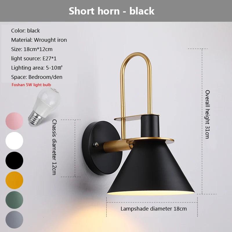 Modern Creative Macaron horn wall lamp bar restaurant living room bedroom bedside corridor sconce lamp Decorative lights