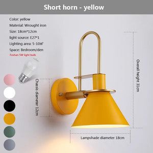 Modern Creative Macaron horn wall lamp bar restaurant living room bedroom bedside corridor sconce lamp Decorative lights