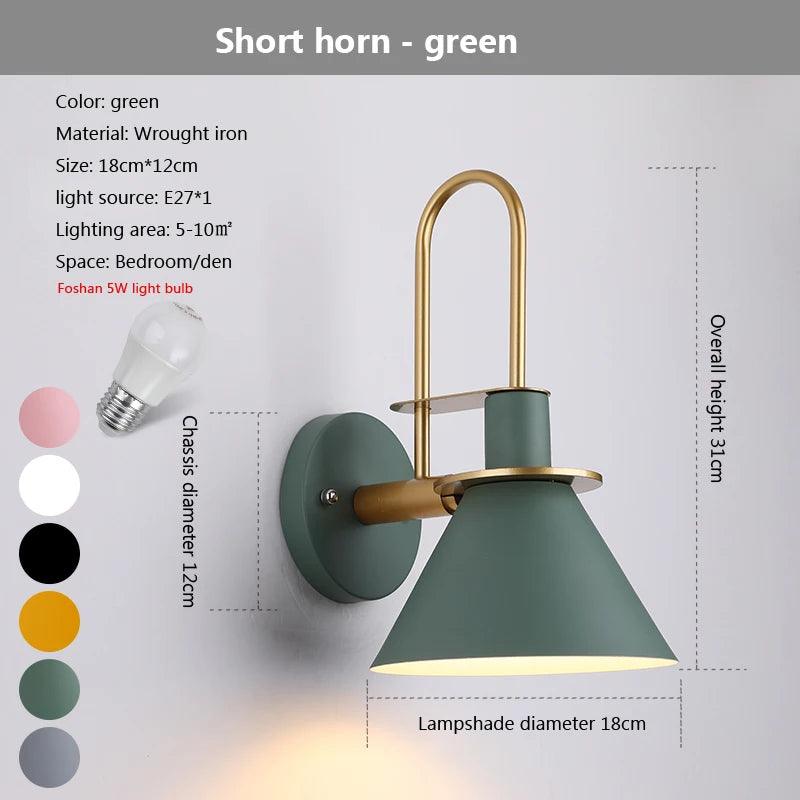 Modern Creative Macaron horn wall lamp bar restaurant living room bedroom bedside corridor sconce lamp Decorative lights