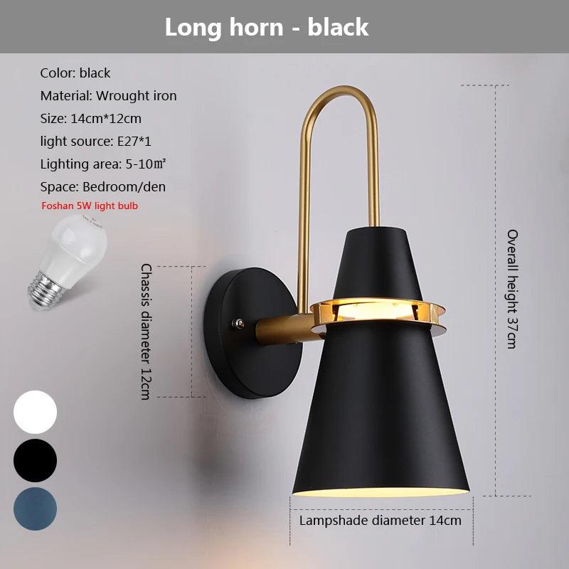 Modern Creative Macaron horn wall lamp bar restaurant living room bedroom bedside corridor sconce lamp Decorative lights