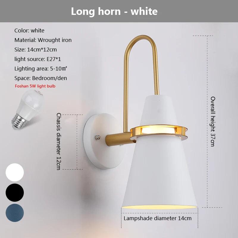 Modern Creative Macaron horn wall lamp bar restaurant living room bedroom bedside corridor sconce lamp Decorative lights