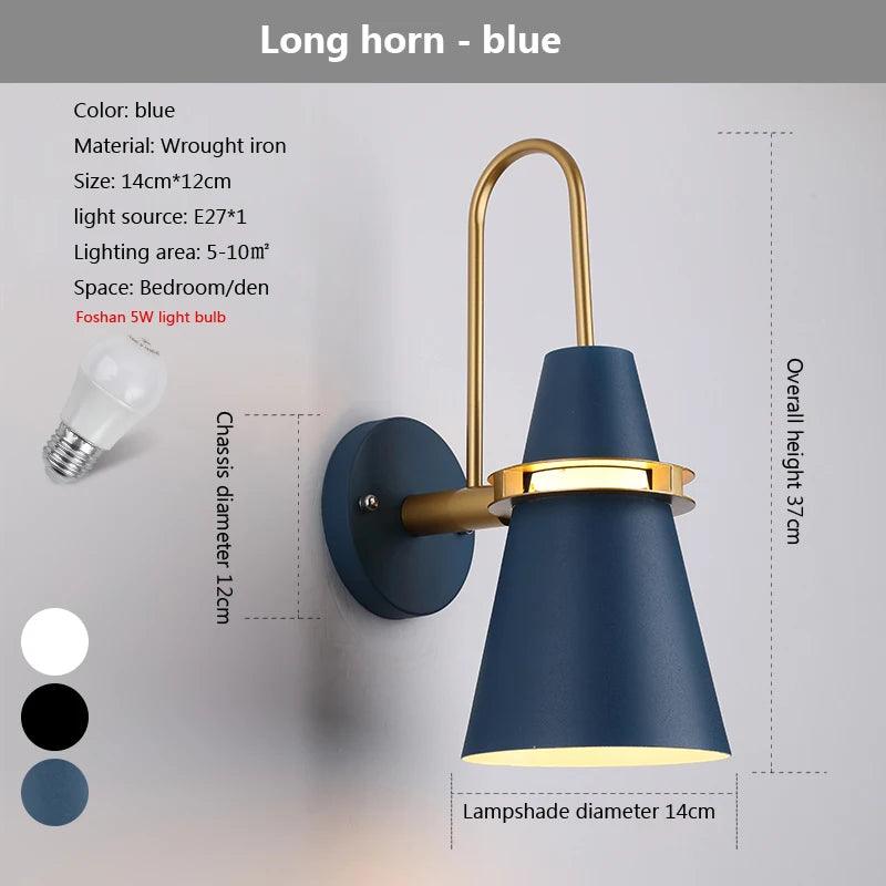 Modern Creative Macaron horn wall lamp bar restaurant living room bedroom bedside corridor sconce lamp Decorative lights