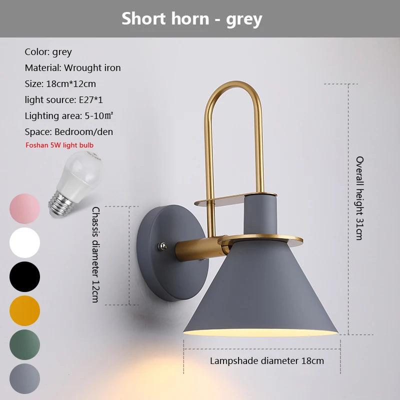 Modern Creative Macaron horn wall lamp bar restaurant living room bedroom bedside corridor sconce lamp Decorative lights