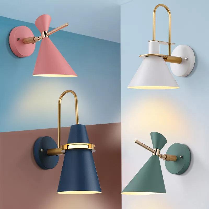 Modern Creative Macaron horn wall lamp bar restaurant living room bedroom bedside corridor sconce lamp Decorative lights