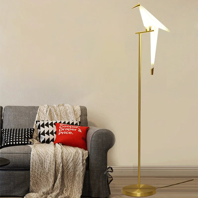 Modern Creativity Paper Crane Led Floor Lamp for Living Room Home Decor Birdie Standing Table Light Bedroom Bedside Lighting