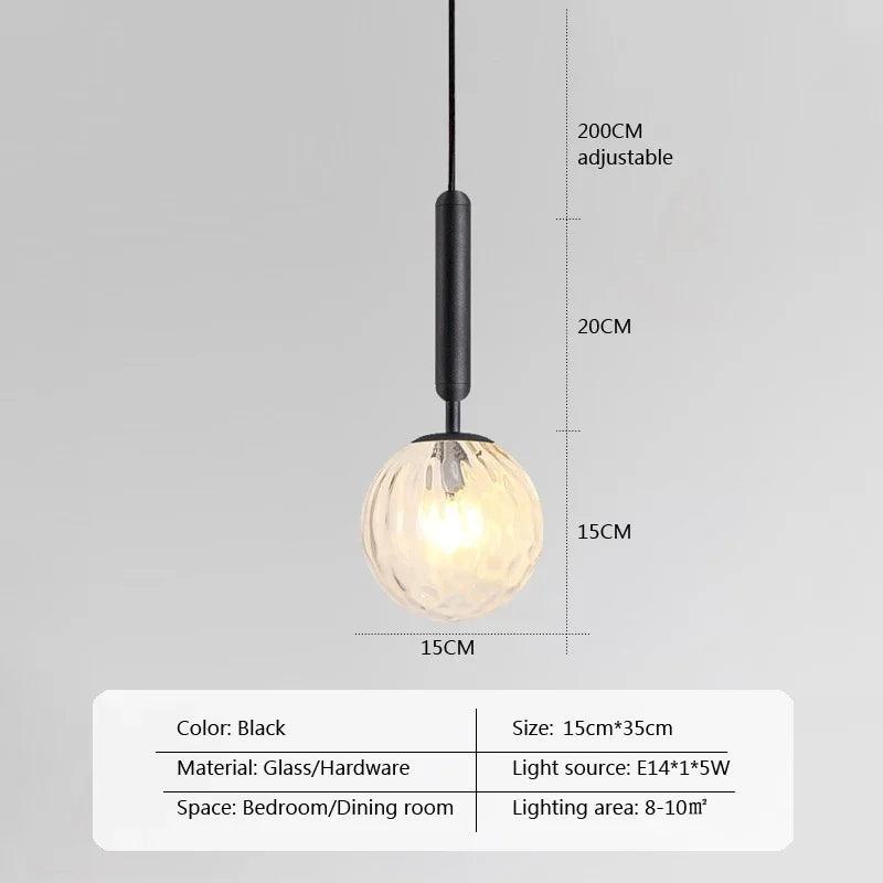 Modern Glass Ball Led Pendant Lamp Fixtures Gold Bedside Kitchen Hanging Lights Luminaire Dining Room Lighting Indoor Decoration