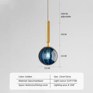 Modern Glass Ball Led Pendant Lamp Fixtures Gold Bedside Kitchen Hanging Lights Luminaire Dining Room Lighting Indoor Decoration