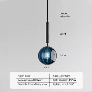 Modern Glass Ball Led Pendant Lamp Fixtures Gold Bedside Kitchen Hanging Lights Luminaire Dining Room Lighting Indoor Decoration