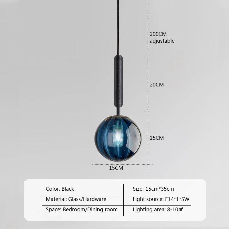 Modern Glass Ball Led Pendant Lamp Fixtures Gold Bedside Kitchen Hanging Lights Luminaire Dining Room Lighting Indoor Decoration