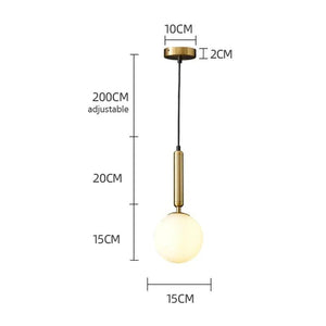 Modern Glass Ball Led Pendant Lamp Fixtures Gold Bedside Kitchen Hanging Lights Luminaire Dining Room Lighting Indoor Decoration