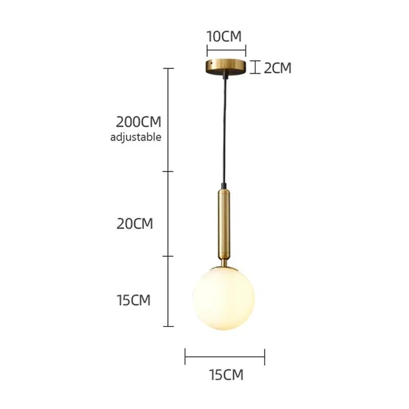 Modern Glass Ball Led Pendant Lamp Fixtures Gold Bedside Kitchen Hanging Lights Luminaire Dining Room Lighting Indoor Decoration