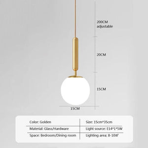 Modern Glass Ball Led Pendant Lamp Fixtures Gold Bedside Kitchen Hanging Lights Luminaire Dining Room Lighting Indoor Decoration