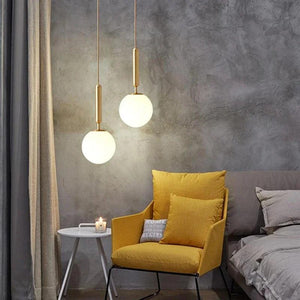 Modern Glass Ball Led Pendant Lamp Fixtures Gold Bedside Kitchen Hanging Lights Luminaire Dining Room Lighting Indoor Decoration