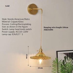 Modern Glass Bedside Wall Lamp LED E27 With Switch Reading Rotary Sconce Lights For Living Room Kitchen Home Decoration Fixture