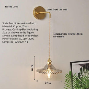 Modern Glass Bedside Wall Lamp LED E27 With Switch Reading Rotary Sconce Lights For Living Room Kitchen Home Decoration Fixture