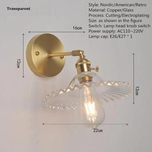 Modern Glass Bedside Wall Lamp LED E27 With Switch Reading Rotary Sconce Lights For Living Room Kitchen Home Decoration Fixture