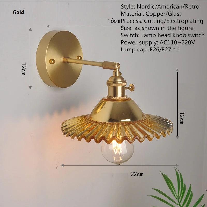 Modern Glass Bedside Wall Lamp LED E27 With Switch Reading Rotary Sconce Lights For Living Room Kitchen Home Decoration Fixture