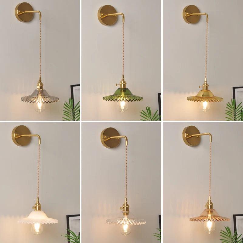 Modern Glass Bedside Wall Lamp LED E27 With Switch Reading Rotary Sconce Lights For Living Room Kitchen Home Decoration Fixture