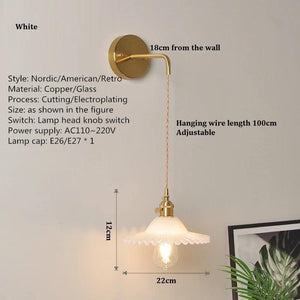 Modern Glass Bedside Wall Lamp LED E27 With Switch Reading Rotary Sconce Lights For Living Room Kitchen Home Decoration Fixture