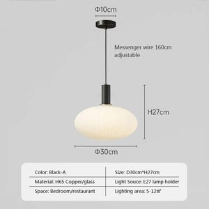 Modern Glass LED Pendant Light White Lantern Iron Hanging Lamp For Bedroom Living Room Study Balcony Illumination Fixture Lustre