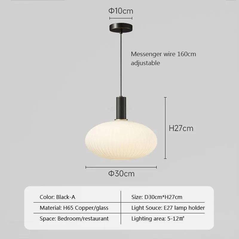 Modern Glass LED Pendant Light White Lantern Iron Hanging Lamp For Bedroom Living Room Study Balcony Illumination Fixture Lustre