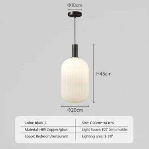 Modern Glass LED Pendant Light White Lantern Iron Hanging Lamp For Bedroom Living Room Study Balcony Illumination Fixture Lustre