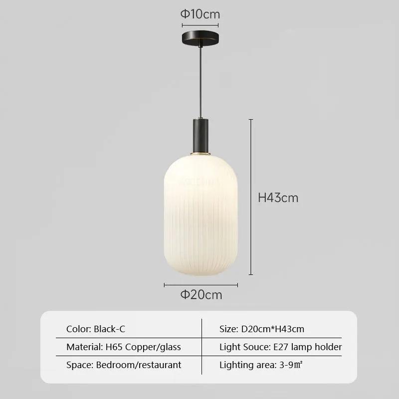 Modern Glass LED Pendant Light White Lantern Iron Hanging Lamp For Bedroom Living Room Study Balcony Illumination Fixture Lustre