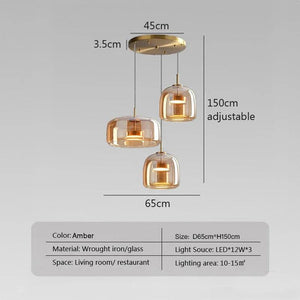 Modern Glass Led Pendant Light Nordic Suspension Dining Room Chandelier For Restaurant Kitchen Bedroom Bedside Hanging Lamp