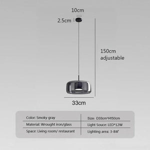 Modern Glass Led Pendant Light Suspension LivingDining Room Chandelier For Kitchen Bedroom Bedside Minimalist Amber Hanging Lamp