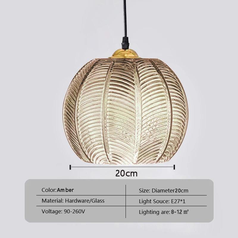 Modern Glass Pendant Light Green Leaf Pattern Lighting For Living Room Dining Room Hotel Study Bedroom Indoor Decorative Fixture