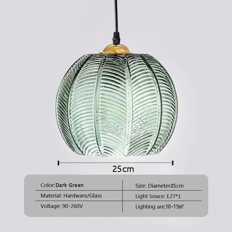 Modern Glass Pendant Light Green Leaf Pattern Lighting For Living Room Dining Room Hotel Study Bedroom Indoor Decorative Fixture