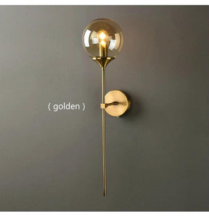 Modern Glass Wall Lamp Creative Golden Sconces Round Nordic Lighting Fixture Home Bedside Living Room Kitchen Decoration Lights