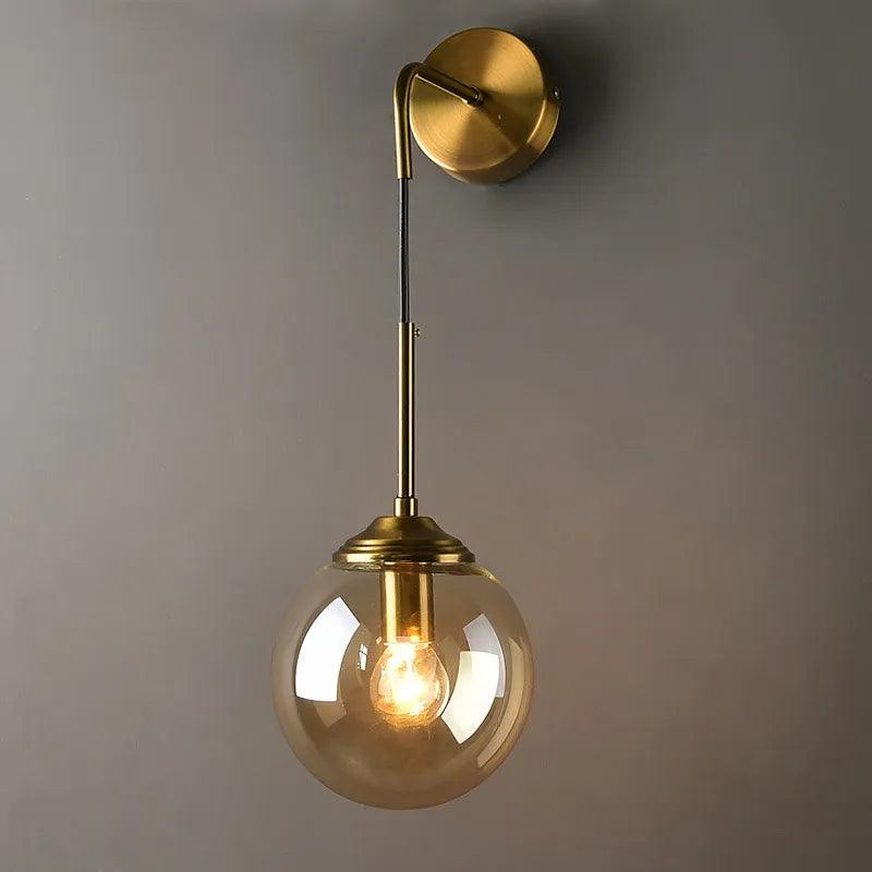 Modern Glass Wall Lamp Creative Golden Sconces Round Nordic Lighting Fixture Home Bedside Living Room Kitchen Decoration Lights