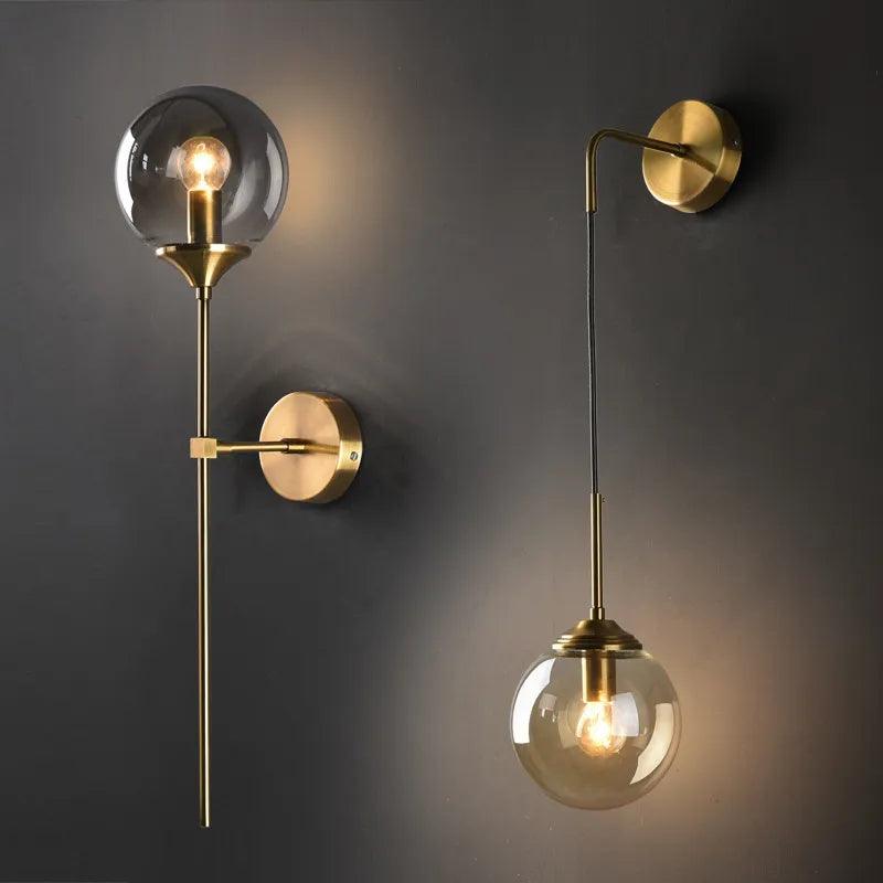 Modern Glass Wall Lamp Creative Golden Sconces Round Nordic Lighting Fixture Home Bedside Living Room Kitchen Decoration Lights