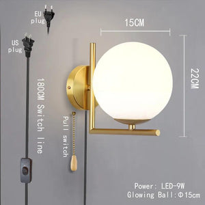 Modern Indoor Wall Light Lldpe Luminous Ball With Plug Switch LED Wall Lamps Suitable For Bedroom Bedside Living Room Home Decor