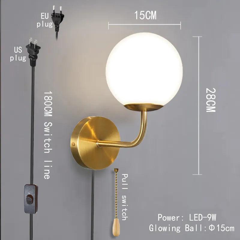 Modern Indoor Wall Light Lldpe Luminous Ball With Plug Switch LED Wall Lamps Suitable For Bedroom Bedside Living Room Home Decor