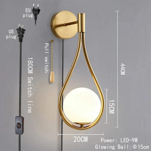 Modern Indoor Wall Light Lldpe Luminous Ball With Plug Switch LED Wall Lamps Suitable For Bedroom Bedside Living Room Home Decor