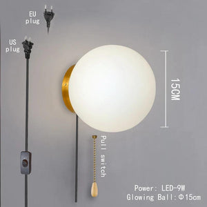 Modern Indoor Wall Light Lldpe Luminous Ball With Plug Switch LED Wall Lamps Suitable For Bedroom Bedside Living Room Home Decor