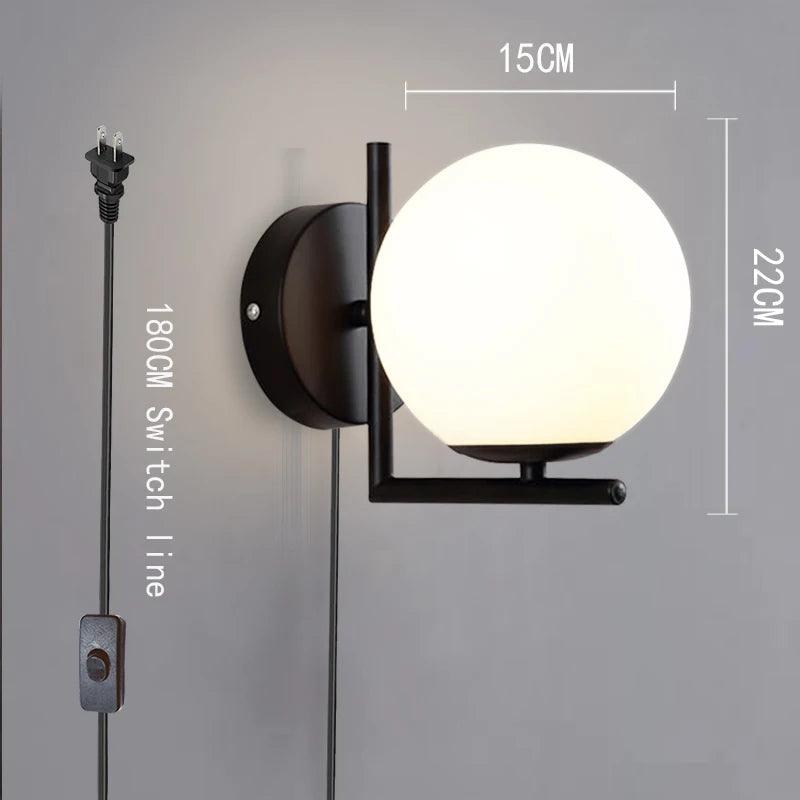 Modern Indoor Wall Light Lldpe Luminous Ball With Plug Switch LED Wall Lamps Suitable For Bedroom Bedside Living Room Home Decor