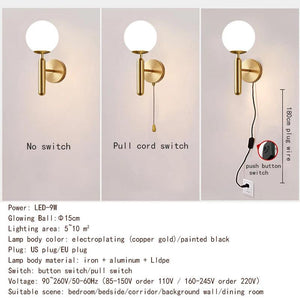 Modern Indoor Wall Light Lldpe Luminous Ball With Plug Switch LED Wall Lamps Suitable For Bedroom Bedside Living Room Home Decor